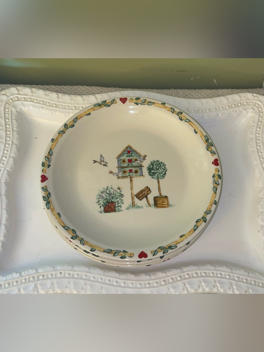 Thomson Pottery"Birdhouse" pattern Salad Plates set of 4